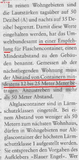 Ausschnitt: Neues Deutschland 1.9.04 Ratgeberseite