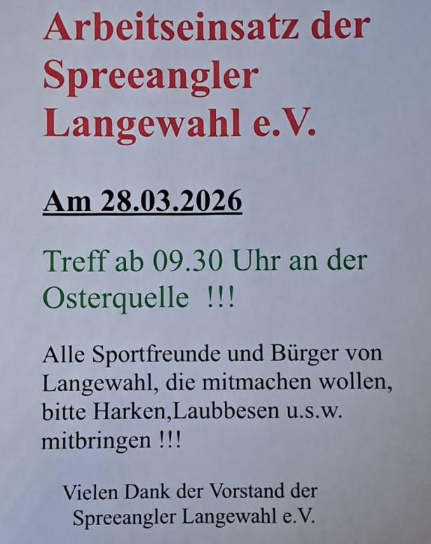 Mitteilung Anglerverein