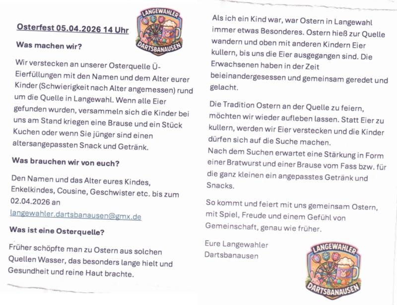Mitteilung Langewahler Dartsbanausen